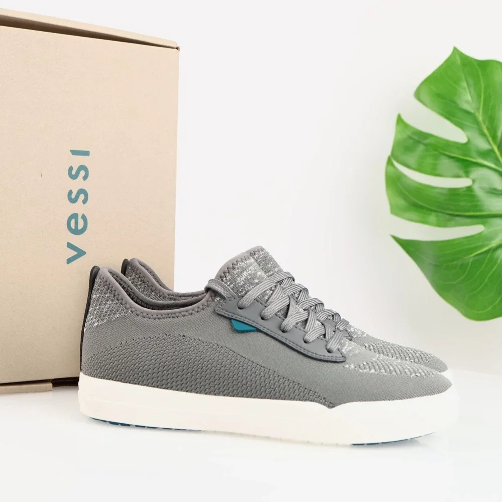 Vessi Womens Weekend Sneakers Size 8 Waterproof Gray Lace Up Comfort Shoes Low